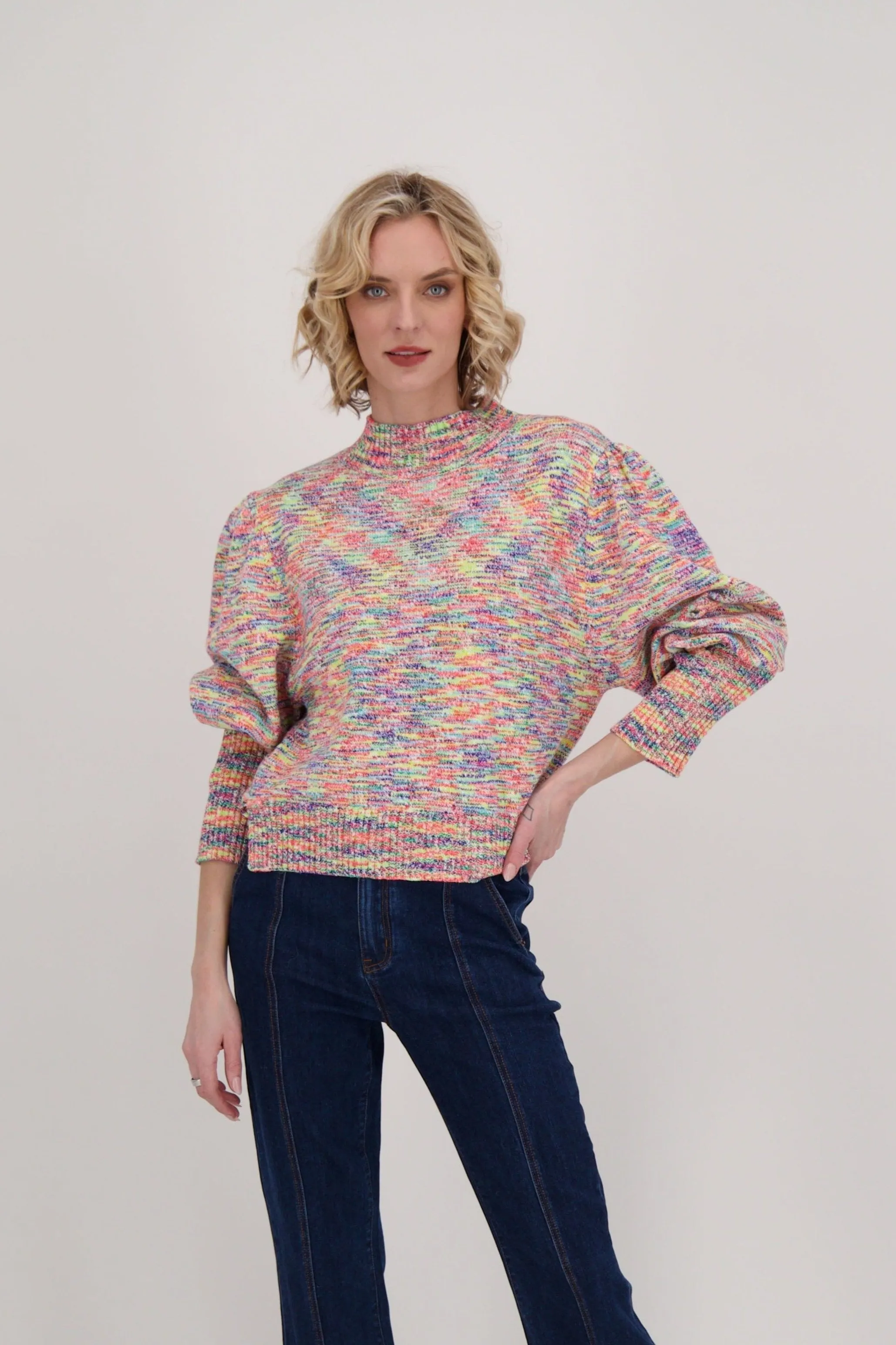 Space Dyed Puff Sleeve Sweater