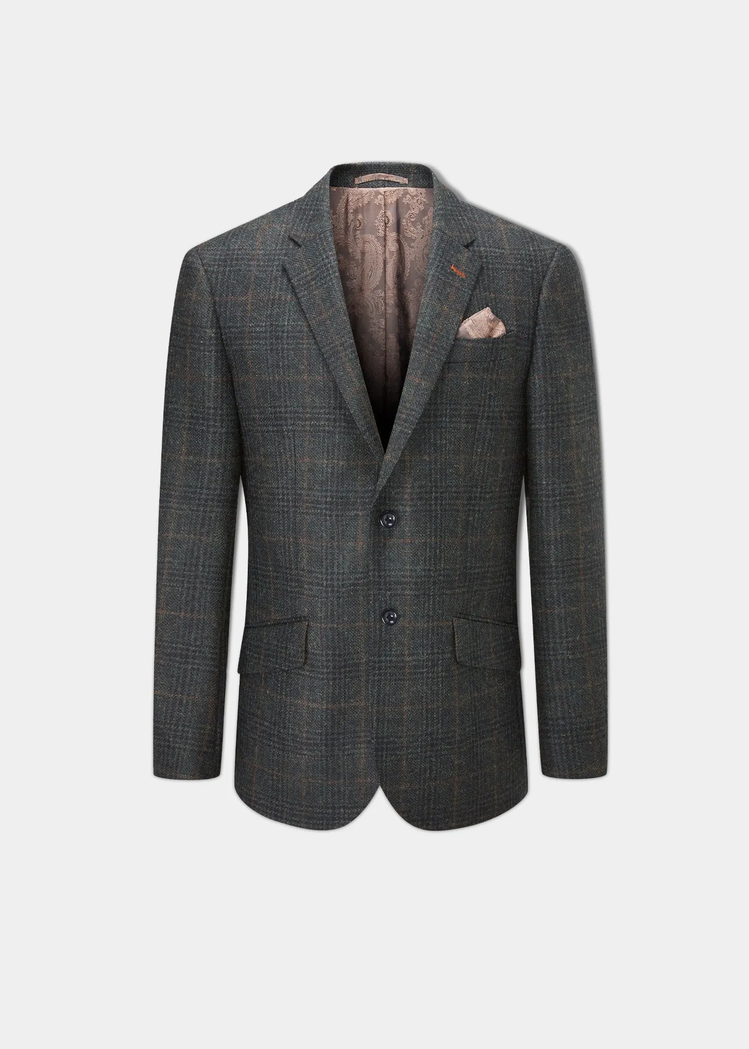 Surrey Tweed Lined Blazer In Green Check - Regular Fit