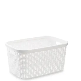 White Rattan Style Laundry Basket - 35L