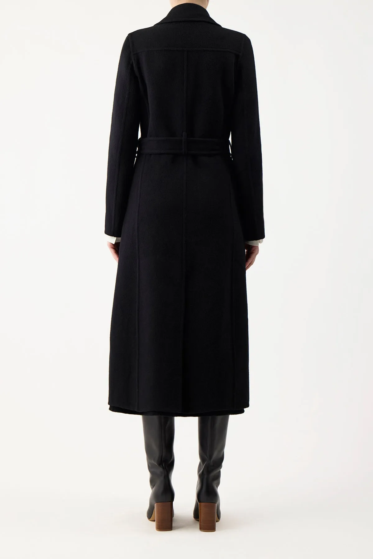 William Coat in Black Double-Face Recycled Cashmere